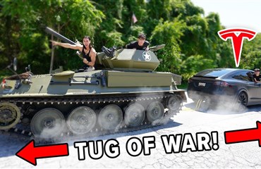 Tesla Model X ტანკს საბუქსირე ომში ეჯიბრება