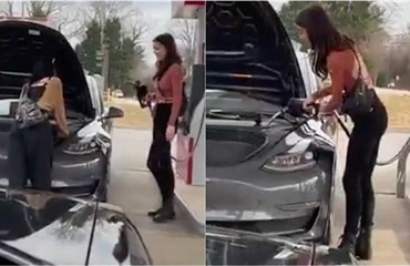 ვიდეო: ორი ქალი Tesla Model 3-ში საწვავის ჩასხმას ცდილობს