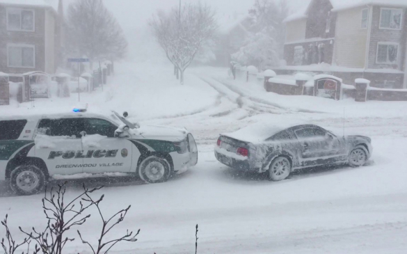 პოლიცია თოვლში გაჭედილ Ford Mustang-ს ეხმარება