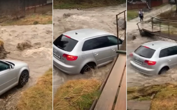 Audi-ს იდიოტი მძღოლი Vs. მდინარე